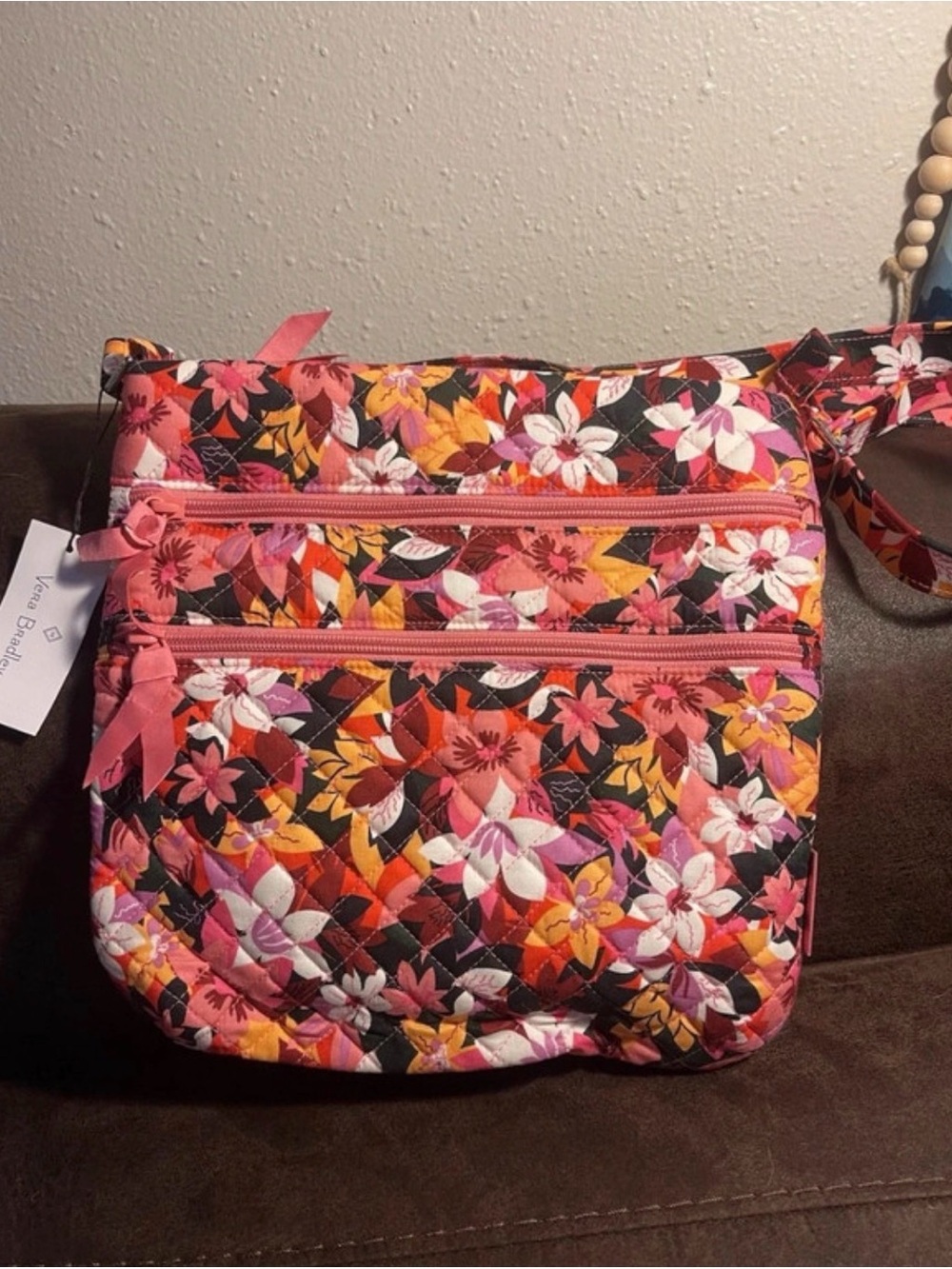 Vera Bradley Rosa Flora triple zip hipster bag